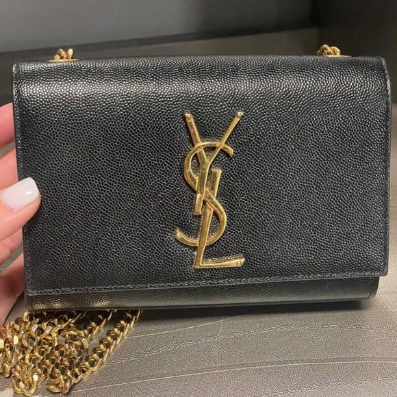KATE SMALL CHAIN BAG IN GRAIN DE POUDRE EMBOSSED LEATHER - Picture 1 of 6